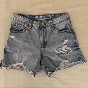 Vanilla Star Light Blue Women's Ripped Denim Shorts